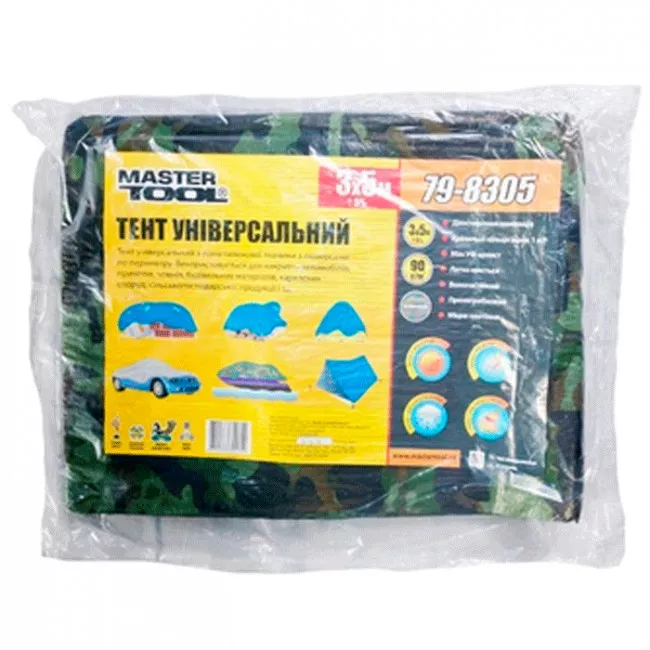 Тент 3 х 5 м, камуфляж, 90 г / м2 MASTERTOOL (79-8305)