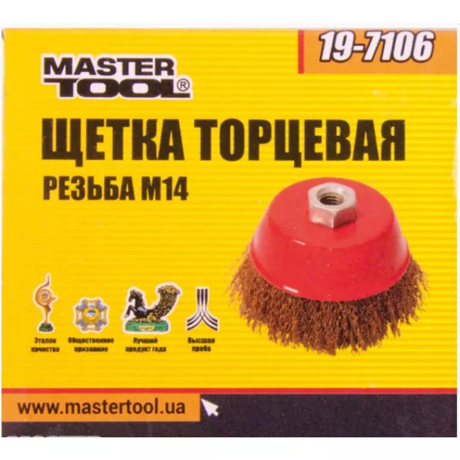 Щетка торцевая из латунированной рифленой проволоки D100 М14 (19-7110)