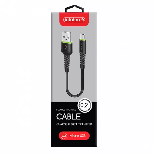 Кабель синхронізації INTALEO CBFLEXM0 Micro USB 0,2м (чорний) (487422)