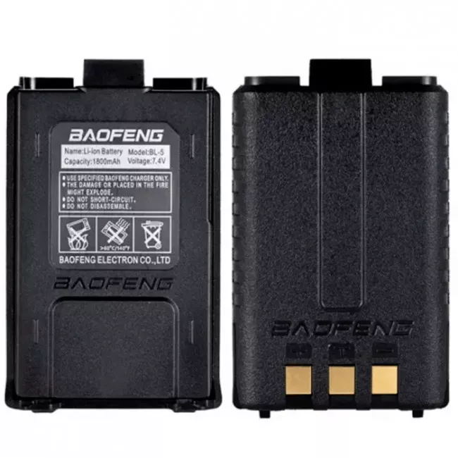 Аккумулятор литиевый Li-Ion для рации Baofeng UV-5R Std Capacity (1800mAh), черный (159-1014)