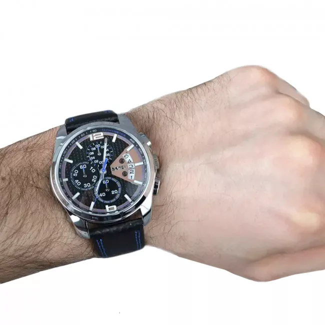 Часы кварцевые Skmei 9106, синие, в металлическом боксе (175-1058-blue-b_m)
