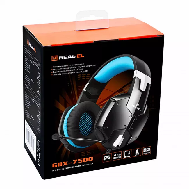 Гарнітура REAL-EL GDX-7500 Black/Blue (EL124100015)
