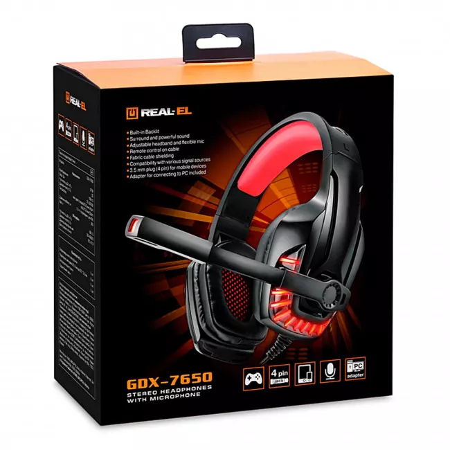 Гарнітура REAL-EL GDX-7650 Black/Red (EL124100043)