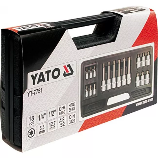 Набор головок торцевых YATO TORX 1/2" 1/4" 18шт (YT-7751)