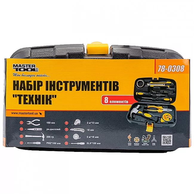 Набір інструментів MASTER TOOL "Технік" 8 елементів (78-0308)