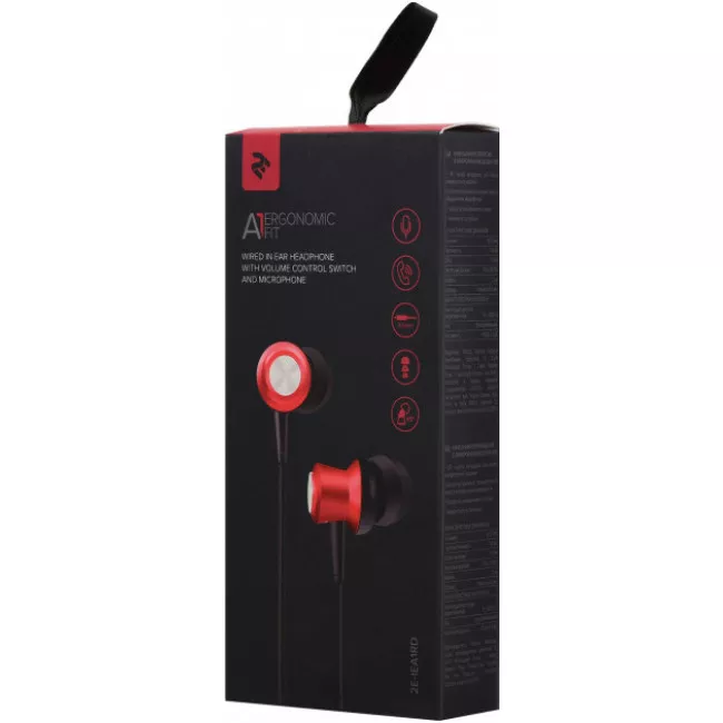 Наушники 2E A1 ErgonomicFit Red (2E-IEA1RD)