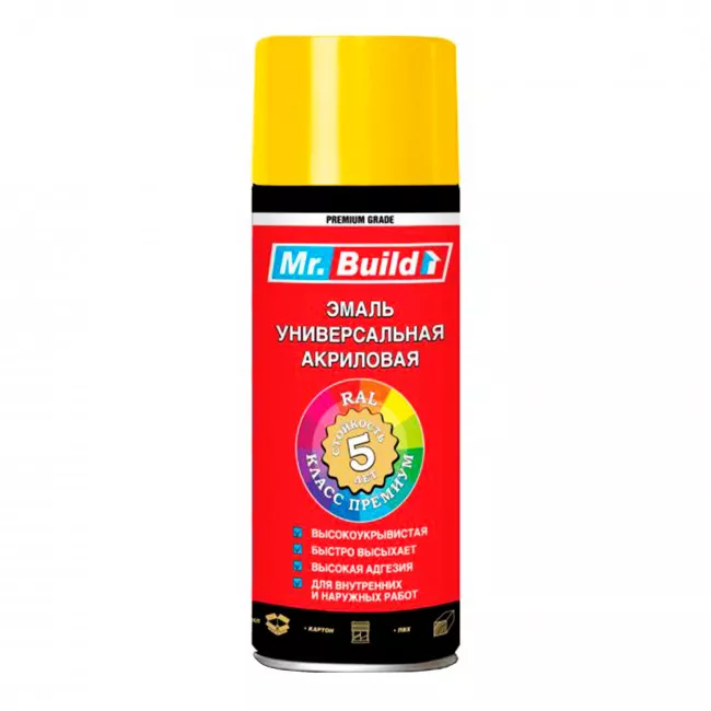 Спрей краска №30 Ral 1023 Mr. Build желтый 400 мл (719693) Спрей краска №30 Ral 1023 Mr. Build желтый 400 мл (719693)