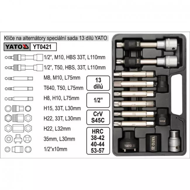 Набор ключей для альтернатора YATO (YT-0421)