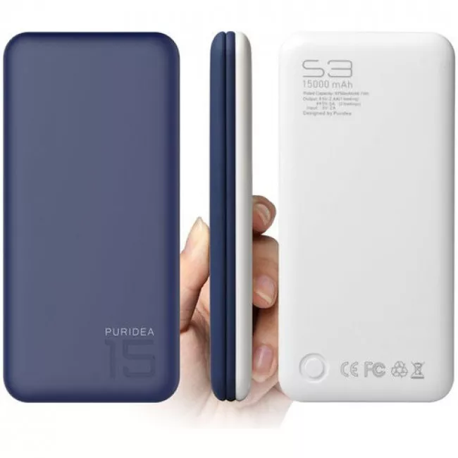 Портативный аккумулятор PURIDEA S3 15000mAh Li-Pol Rubber Blue & White (S3-Blue White)