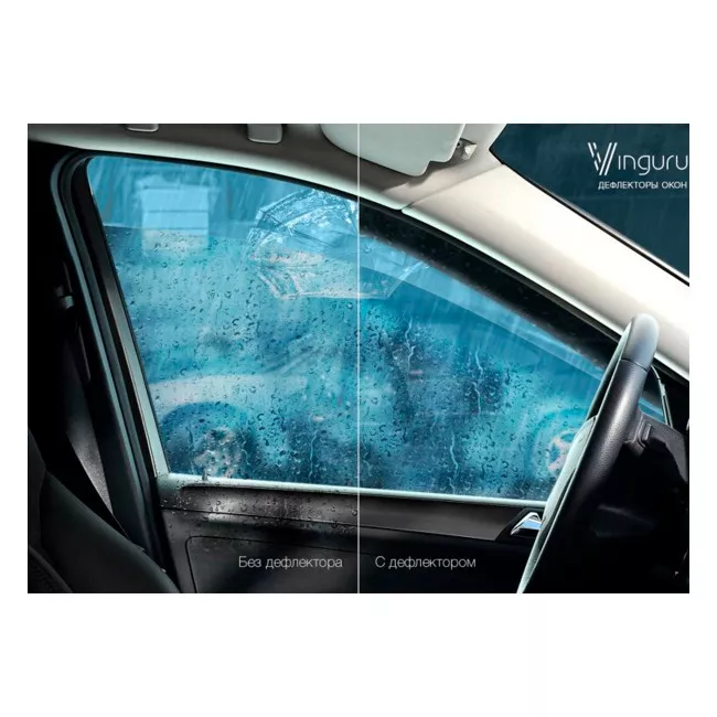 Дефлектори вікон Vinguru Citroen C-Crosser 2007- накладні скотч к-т 4 шт., матеріал ливарний полікар