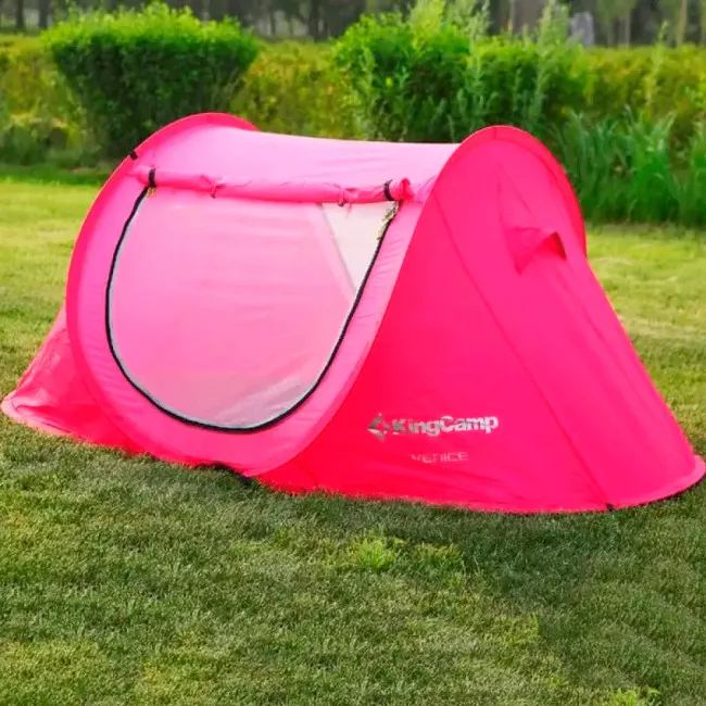 Палатка автомат туристическая двухместная KingCamp Venice (2000х1200х850мм), розовая (234-1170_pink)