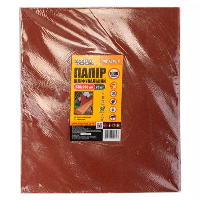Бумага MASTER TOOL шлифовальная водостойкая Р1000 230*280 мм, 20 шт. (08-2681-Р)