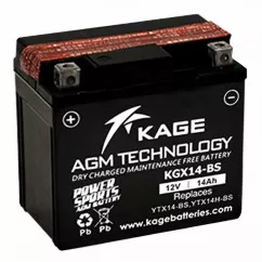 Мото акумулятор Motobatt AGM 6СТ-14Ah (+/-) (KGX14-BS)