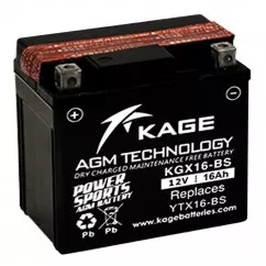 Мото акумулятор Motobatt AGM 6СТ-16Ah (-/+) (KGX16-BS)