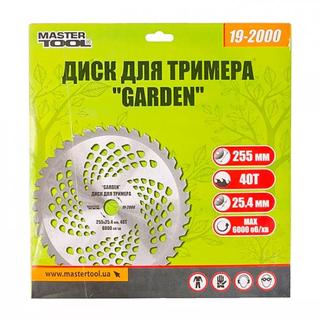Диск для триммера MASTER TOOL "GARDEN" 255*25.4*40Т с победитовой напайкой (19-2000)