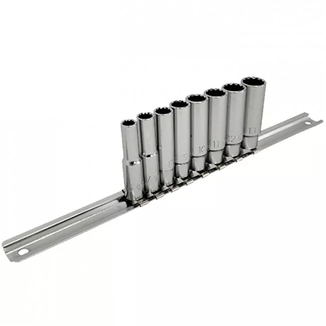 Набор головок длинных TOPTUL 12-гр. 1/4" 8ед. 6~13мм (на планке) (GAAQ0804U-12)