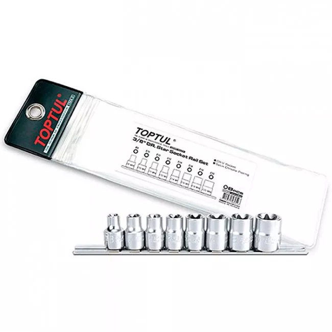 Набор головок TOPTUL TORX 3/8" E8-E20 8ед. (GAAG0802)