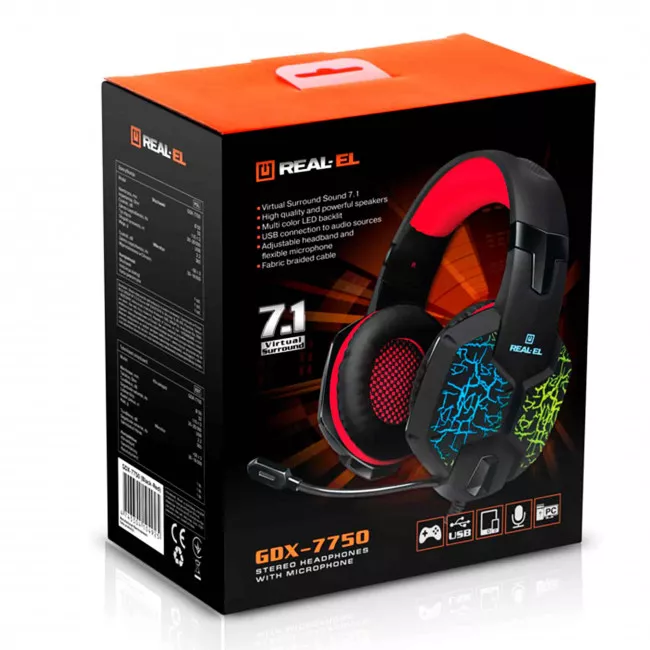 Гарнітура REAL-EL GDX-7750 Black/Red (EL124100048)