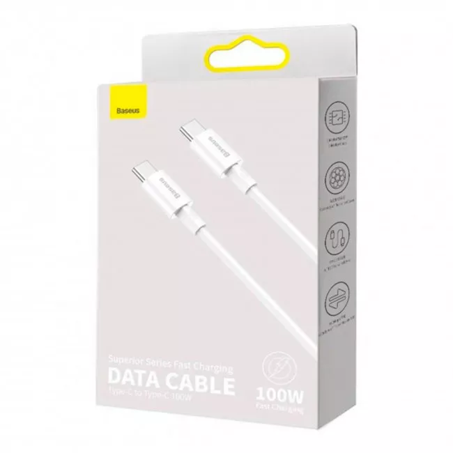 Кабель Baseus Superior Series Fast Charging Data Cable Type-C to Type-C 100W 1m White (CATYS-B02)(326900003)