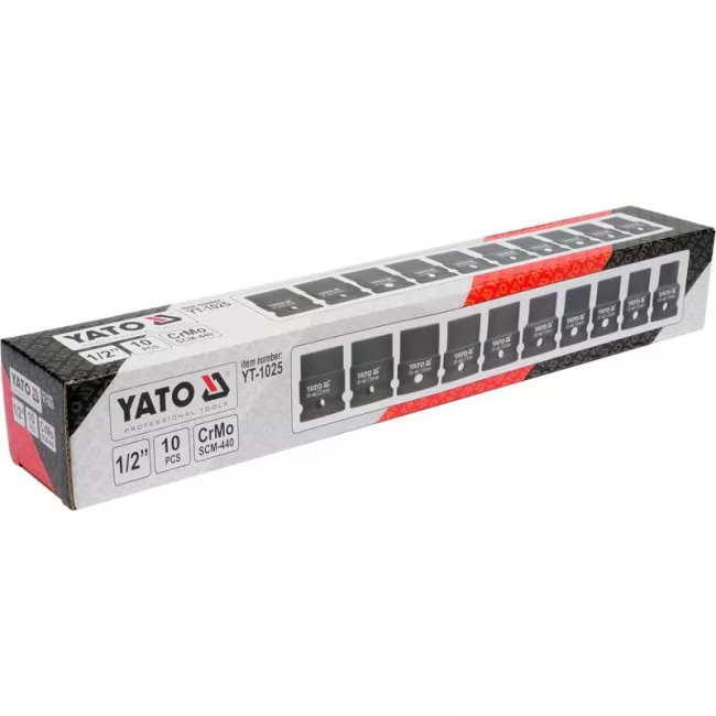 Набор головок торцевых YATO 1/2" 10шт (YT-1025)