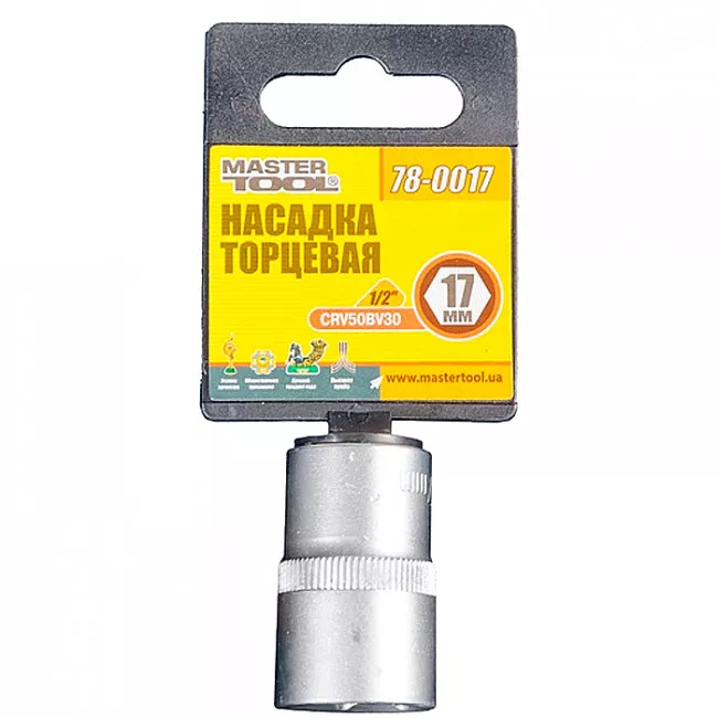 Насадка торцевая MASTER TOOL 6-гранная 1/2" 17мм CRV (78-0017)