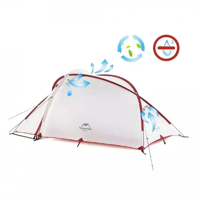 Палатка четырехместная с футпринтом NatureHike Hiby NH19ZP005 40D серо-красная (6927595742891)