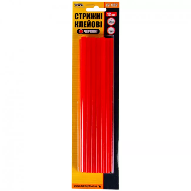 Стержни клеевые MASTER TOOL 7,2*200 мм, 12 шт, красные (42-1159)