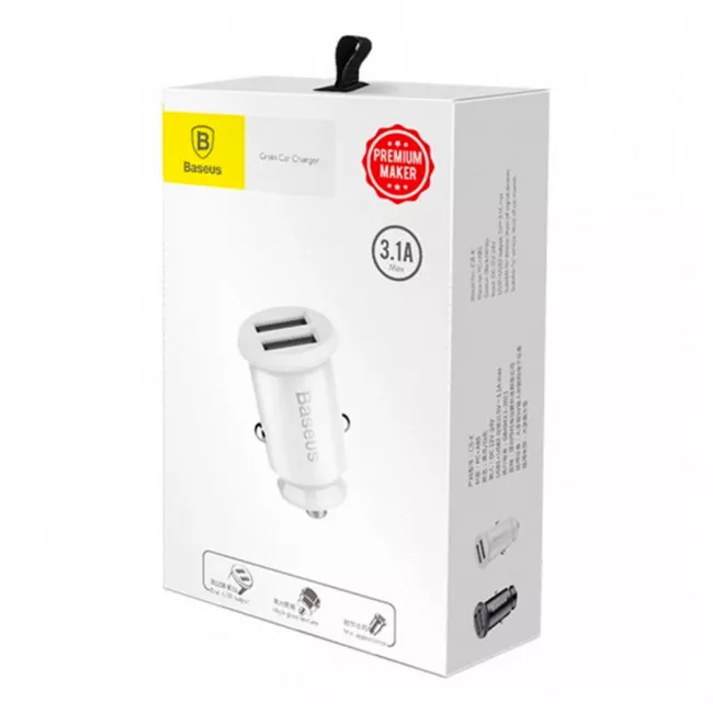 Автомобильное зарядное устройство Baseus Small Rice Grain White (CCALL-ML02)(207500003)