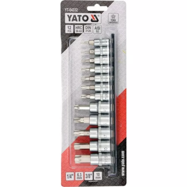 Набор головок торцевых YATO Torx Temperproof Т8-Т55 12шт (YT-04332)