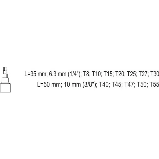 Набор головок торцевых YATO Torx Temperproof Т8-Т55 12шт (YT-04332)