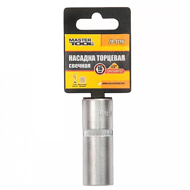 Насадка торцевая MASTER TOOL свечная 1/2" 16 мм CRV (78-1116)