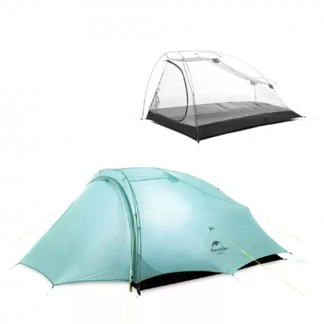 Палатка двухместная с футпринтом NatureHike Shared 2 NH20ZP091 20D голубая (6927595749074)