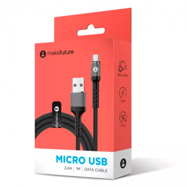Кабель MakeFuture MicroUSB (2.4 A) 1м Denim Grey (040040)