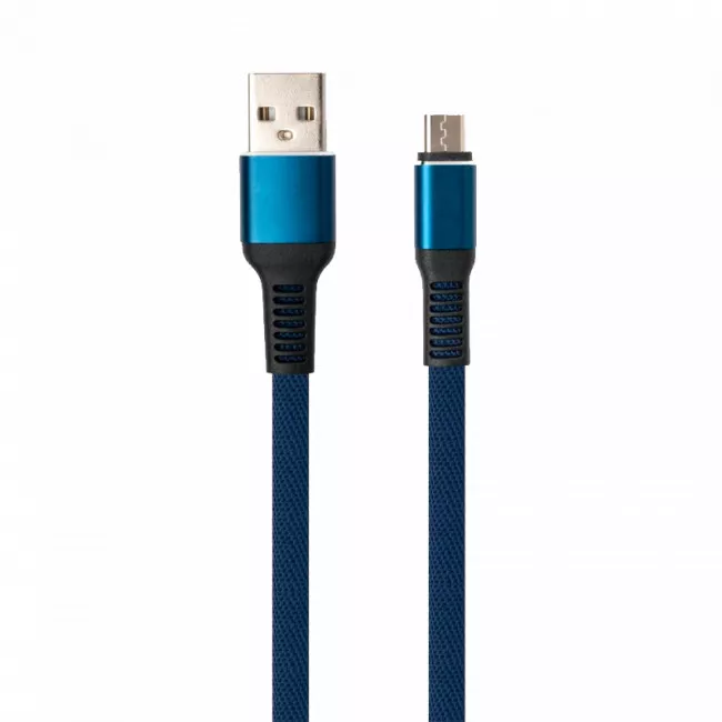 Дата кабель Vinga USB 2.0 AM to Micro 5P 1m flat nylon blue (VCPDCMFNB1B)