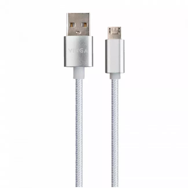 Дата кабель Vinga USB 2.0 AM to Micro 5P 1m LED silver (VCPDCMLED1S)