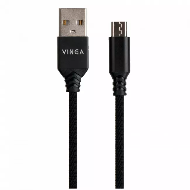 Дата кабель Vinga USB 2.0 AM to Micro 5P nylon 1m black (VCPDCMBN21BK)