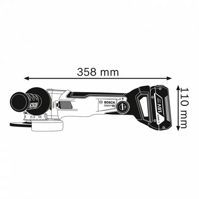 Шлифмашина угловая Bosch 18V-10 С, аккумуляторная, 18В, 125 мм, 9000 об/мин. L-BOXX(0.601.7B0.200)