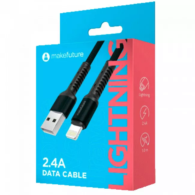 Кабель USB MakeFuture Lightning (2.4A) 1м Denim Grey (040026)
