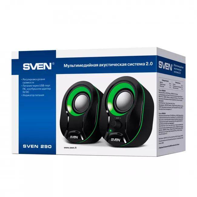 Акустична система Sven 290 Black/Green (00410078)