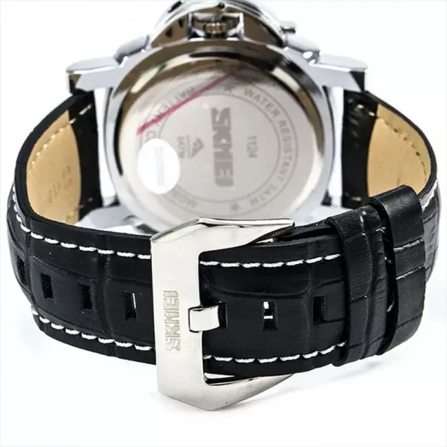 Часы кварцевые Skmei 1124, черные в металлическом боксе (175-1047-black-b_m)