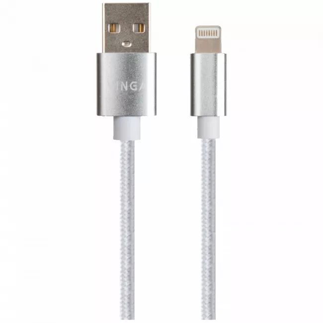 Дата кабель Vinga USB 2.0 AM to Lightning 1m nylon silver (VCPDCLNB1S)