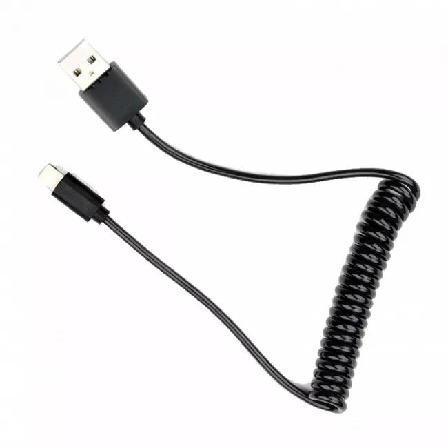 Дата кабель Vinga USB 2.0 AM to Lightning Spring 1m black (VCPDCLS1BK)