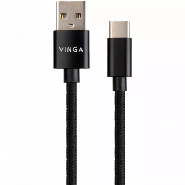 Дата кабель Vinga USB 2.0 AM to Type-C 1m nylon black (VCPDCTCNB1BK)
