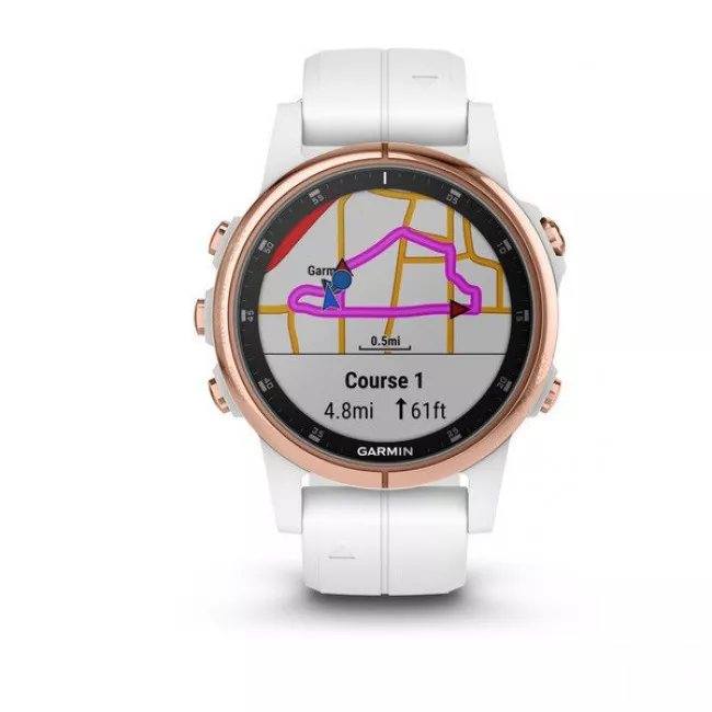 Смарт-годинник Garmin fenix 5S Plus, Sapph, Wht Rose Gold w/Wht Bnd, GPS, EMEA (010-01987-07)