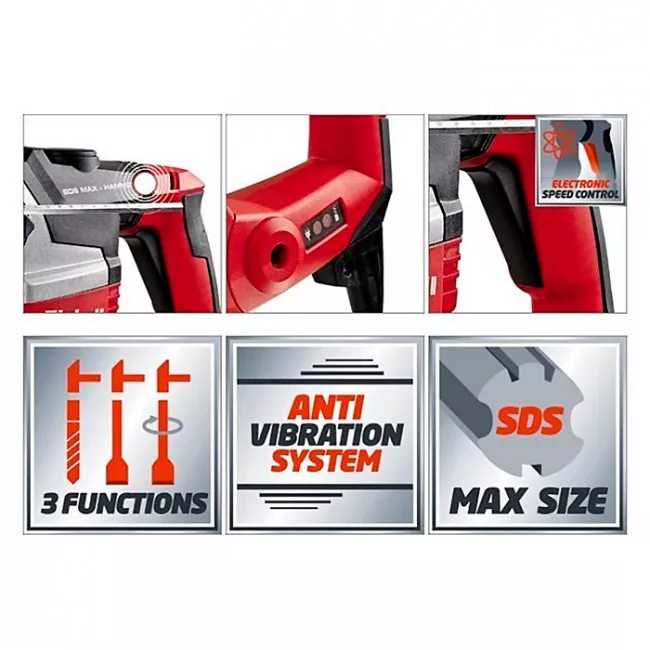 Перфоратор Einhell TE-RH 38 E, 1050 Вт, 9 Дж, SDS-Max, электроника скорости, бочковой, кейс (4257950)