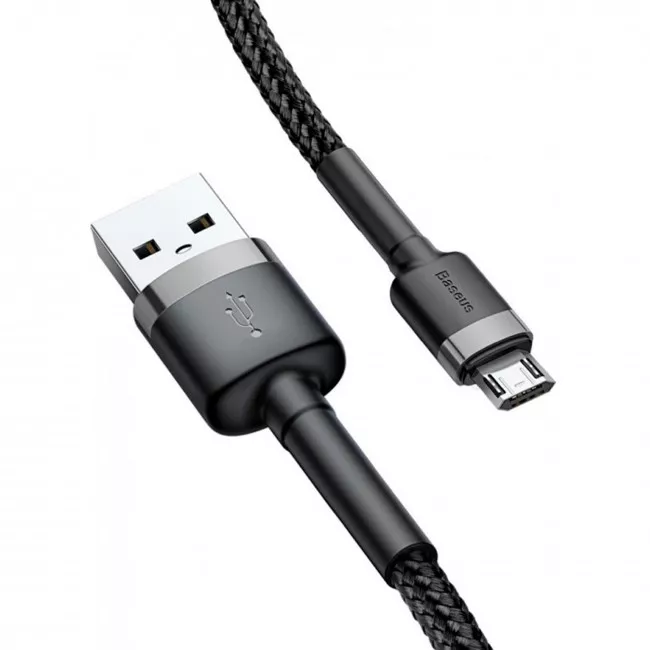 Кабель Baseus Cafule Micro USB 2.4A сірий/чорний (CAMKLF-BG1)