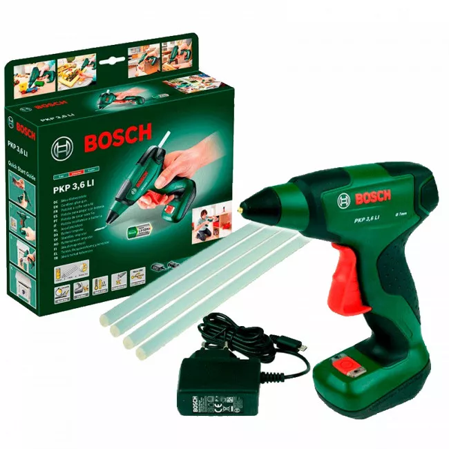 Пистолет клеевой BOSCH PKP 3,6 LI, 3.6В, стержень 7х150мм (0603264620)