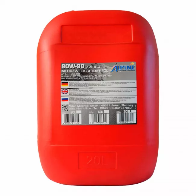 Масло трансмиссионное Alpine Gear Oil 80W-90 TS GL-4 20л (0685-20) (24860) Масло трансмиссионное Alpine Gear Oil 80W-90 TS GL-4 20л (0685-20) (24860)