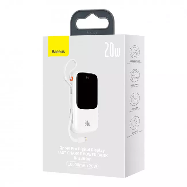 Внешний аккумулятор Baseus Qpow Pro 10000mAh 20W + Lightning cable White (PPQD020002)
