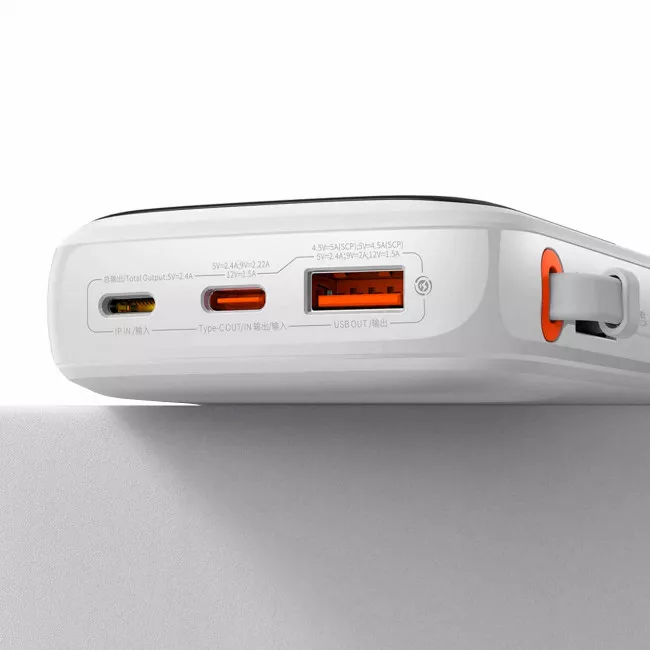 Внешний аккумулятор Baseus Qpow Pro 10000mAh 20W + Lightning cable White (PPQD020002)